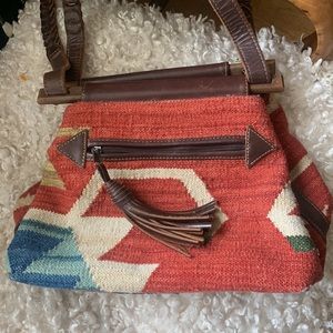 Vintage Kilim Shoulder Bag with Leather Straps